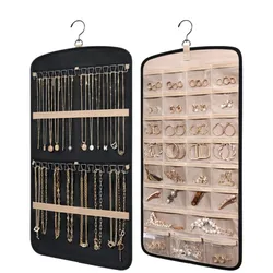 Hanging Jewelry Storage Box Double-sided Display Storage Bag for Various Jewelry Storage, Suitable for Hanging on Doors and Wall