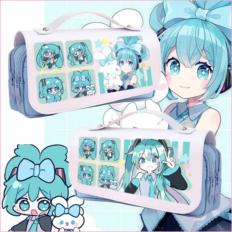 

Hatsune Miku Peripheral Pencil Bag Multi functional Student Cartoon Super Cute Stationery Box Pencil Box