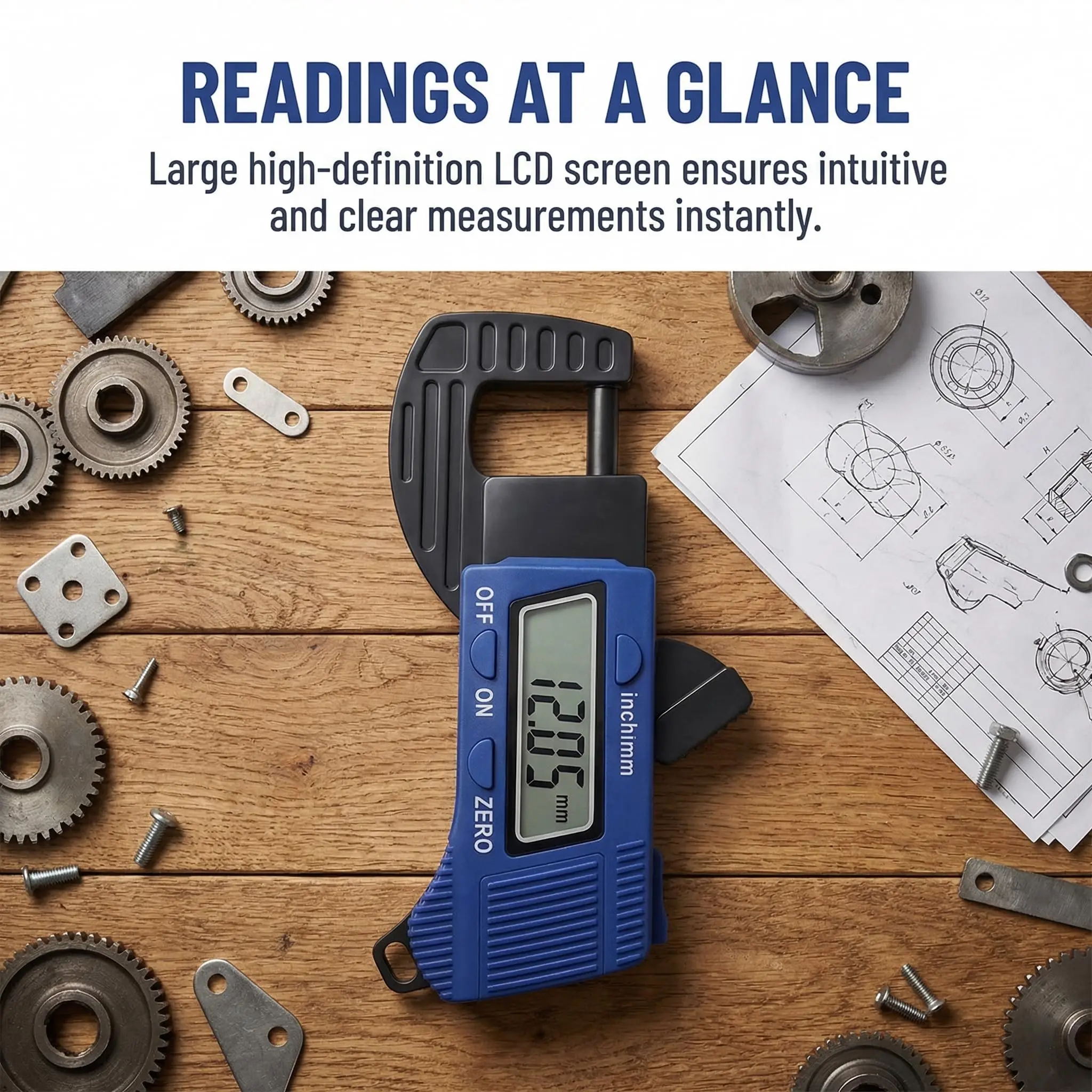 Miangerrn Electronic Thickness Gauge Portable, Digital Thickness Meter with LCD Screen Inch/mm Conversion for Measuring