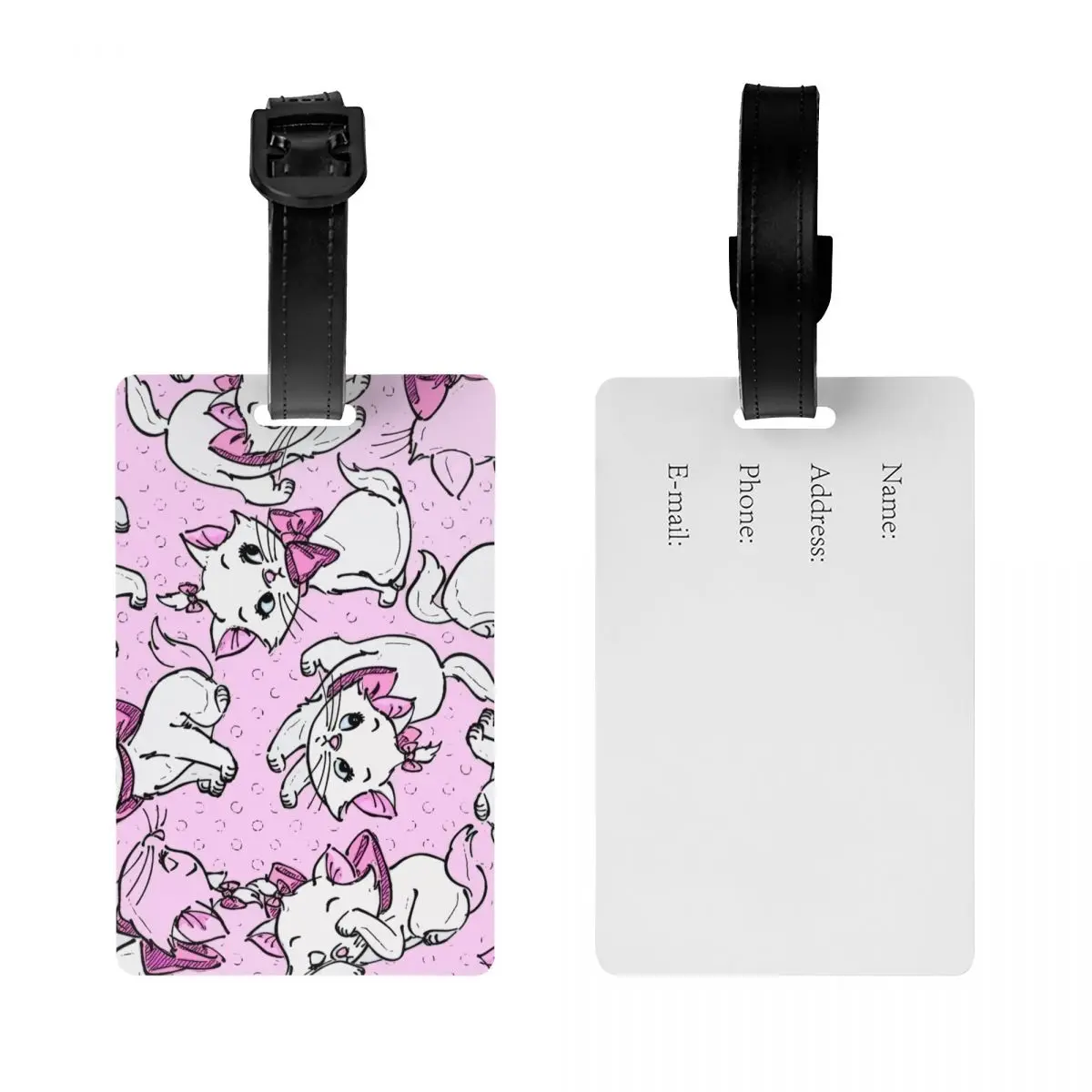 Pink Aristocats Marie Cats Luggage Tag Suitcase Baggage Privacy Cover ID Label