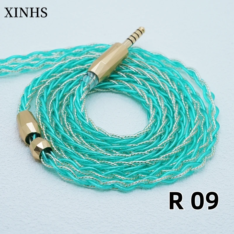 

XINHS HIFI R09 8-Core Gold Light Green Gold-Plated Alloy Copper Hybrid Earphone IEM Cable With3.5mm/4.4mm/ 2.5mm/MMCX/2Pin/IE900