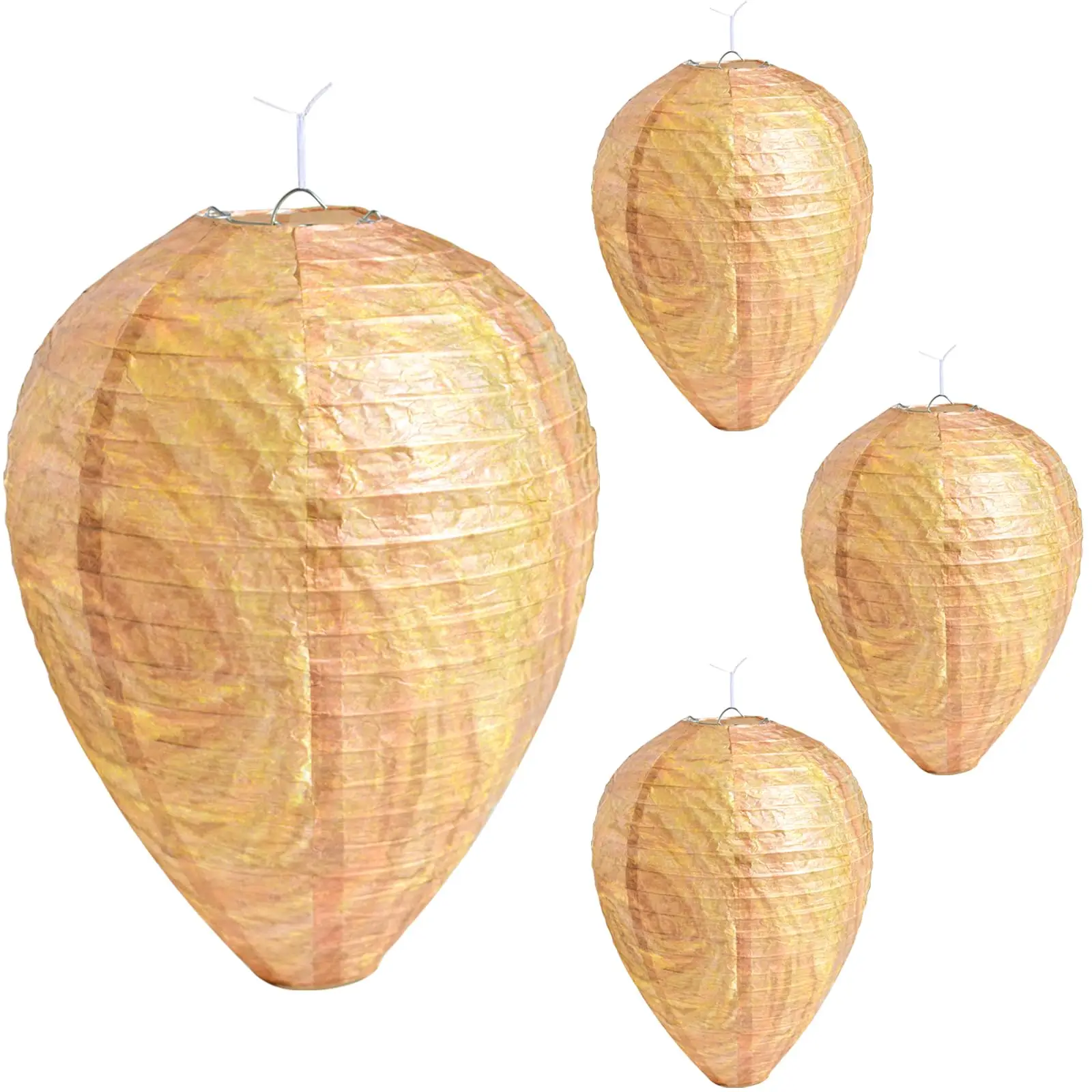 4 Pack Hanging Paper Fake Wasp Nest Decoy for Outdoor, Home and Garden