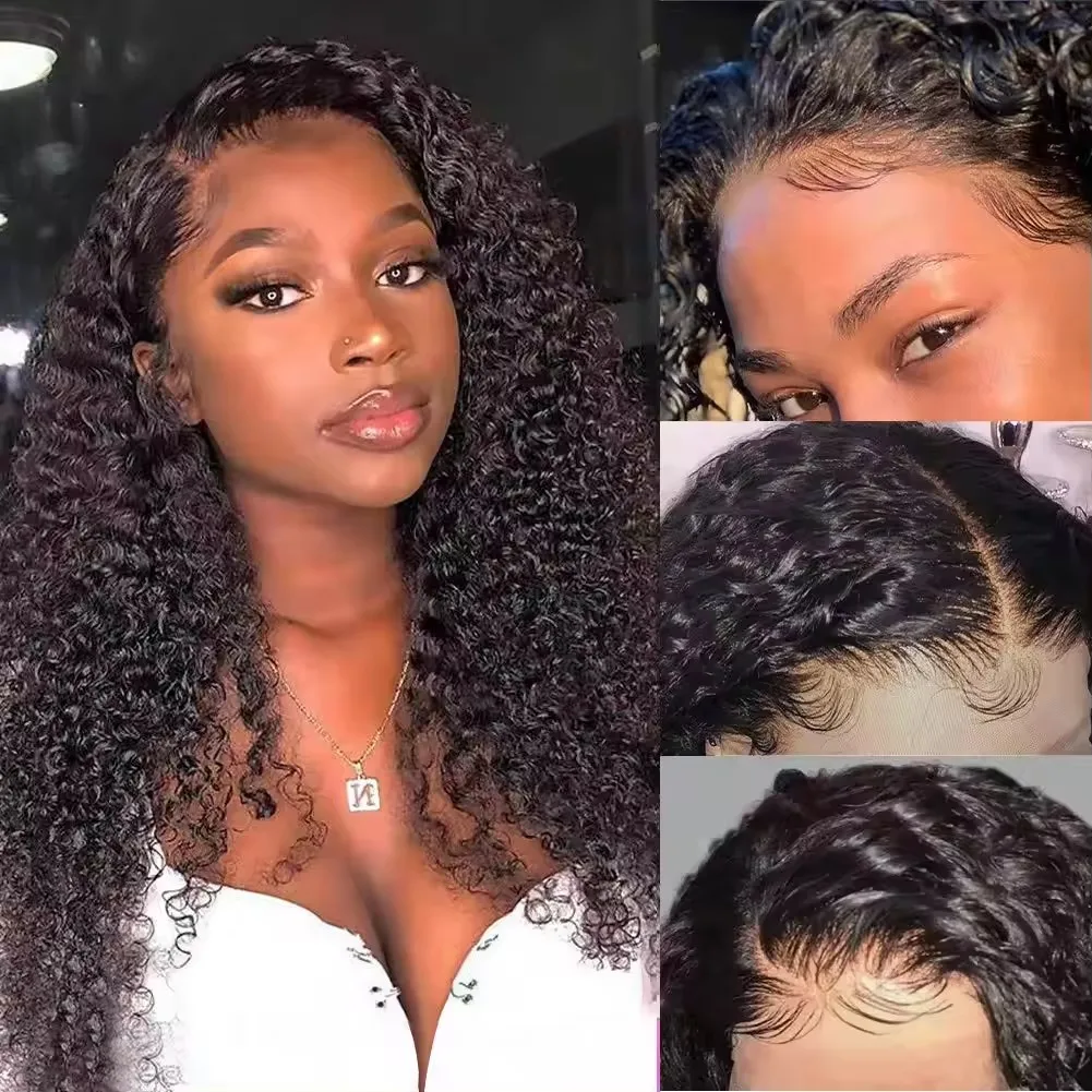 

Glueless 100% Brazilian Human Hair Lace Closure Wigs Kinky Curly Wave 5*5 Swiss Lace Front Curly Wigs For Women 150% Density