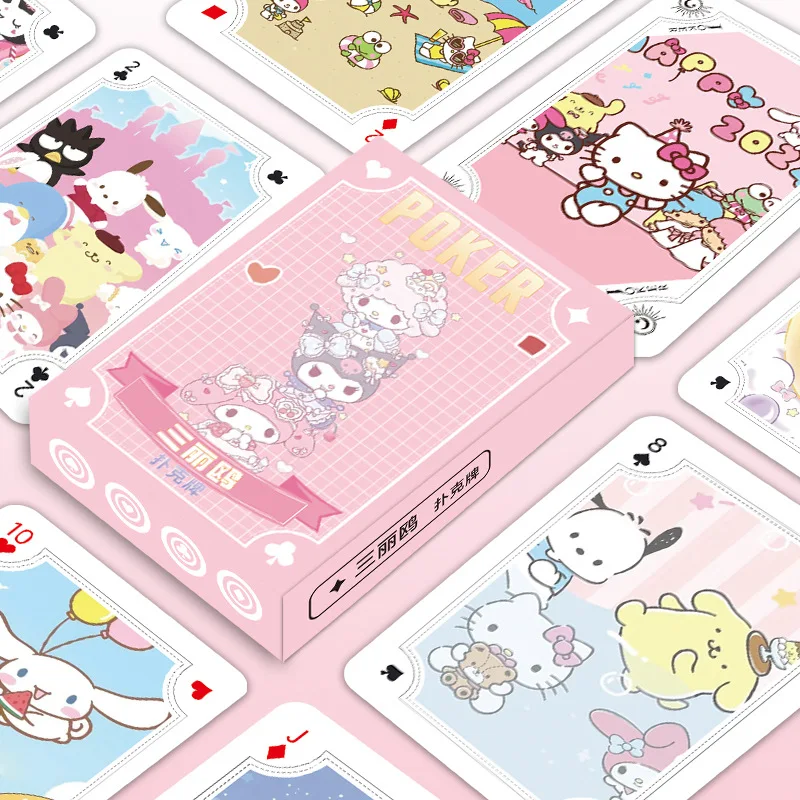 

Sanrio Hello Kitty Cinnamoroll Kawaii Cartoon Anime Poker Card Creative Peripheral My Melody Hard Card Entertainment Party Game
