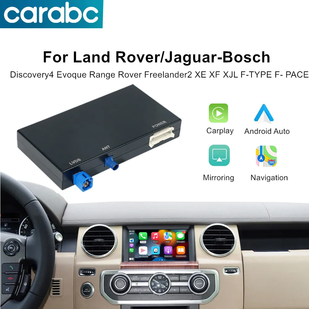 CARABC Wireless Carplay Android Auto Decorder Box For Land Rover Jaguar Bosch Harman Discovery 4 Evoque Freelander 2 XE XF XJL