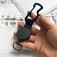 Retractable Keychain Stainless Steel Badge Reel High Elasticity Badge Holder Carabiner Employee ID Card Premium Accessories