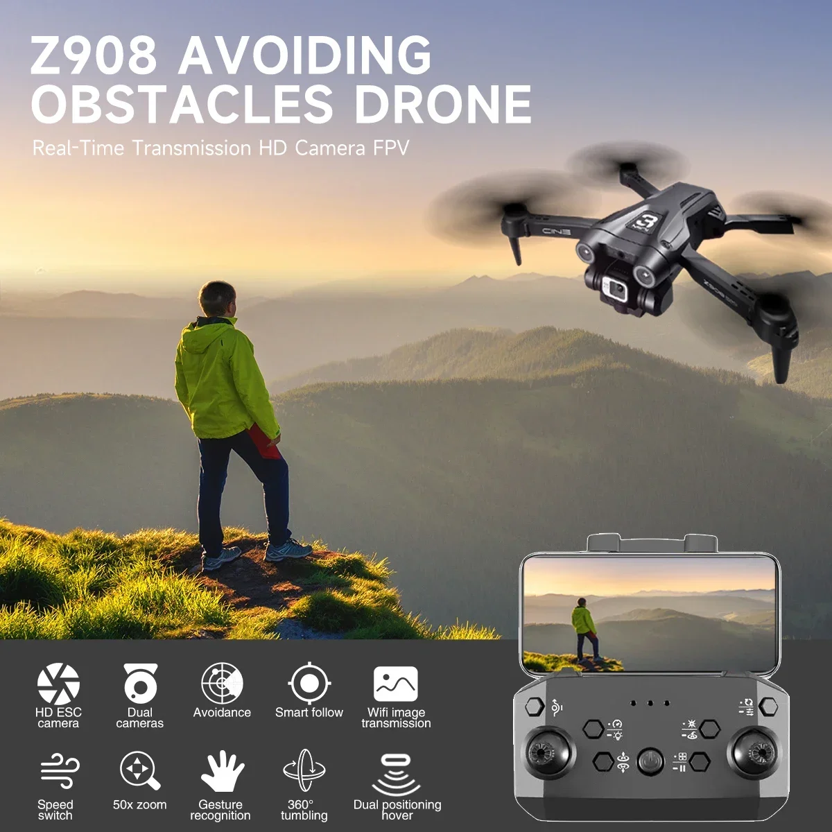 Z908 Pro / MAX Mini Drone, 4K Câmera Profissional, 2.4G WiFi, Helicóptero Evitar Obstáculos, Quadcopter Controle Remoto, RC Brinquedos, Quente