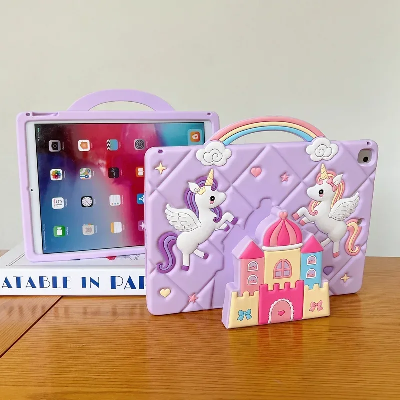 Unicorn Case For 10th 10.9inch Rainbow Handheld Case 9th/8th/7th 10.2inch IPad Pro 11inch Air6 Mini4/5 Castle Stand Tablet Case