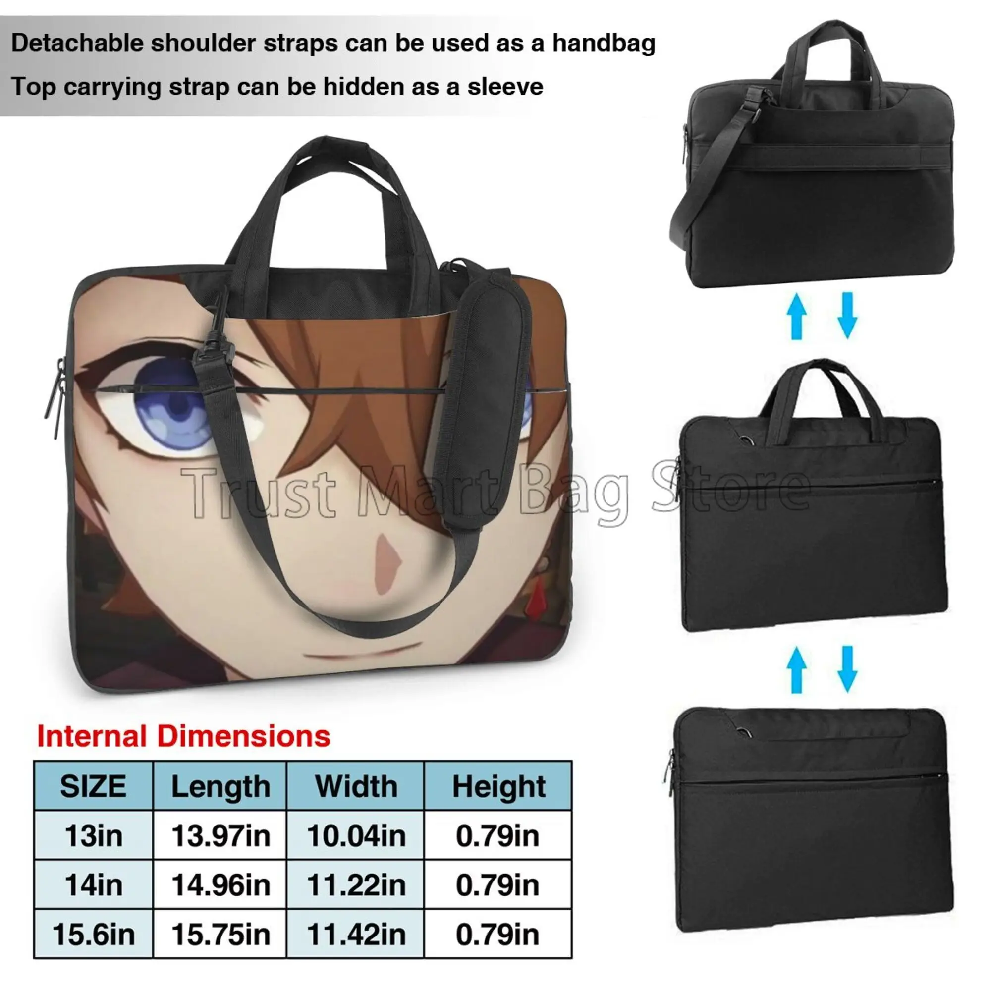 Childe Genshin Impact Anime Laptop Shoulder Bag Carrying Case Computer PC Cover Pouch with Handle Fits 13/14/15.6 Inch Notebook