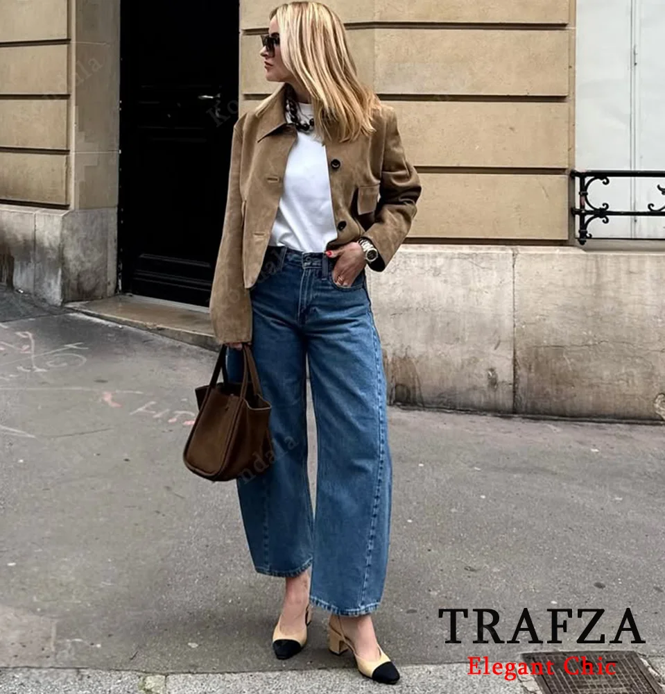 

KONDALA Women Vintage Jacket Lapel Button Pocket Long Sleeve Jacket 2025 Fashion Autumn High Street Simple Daily Mujer Jacket