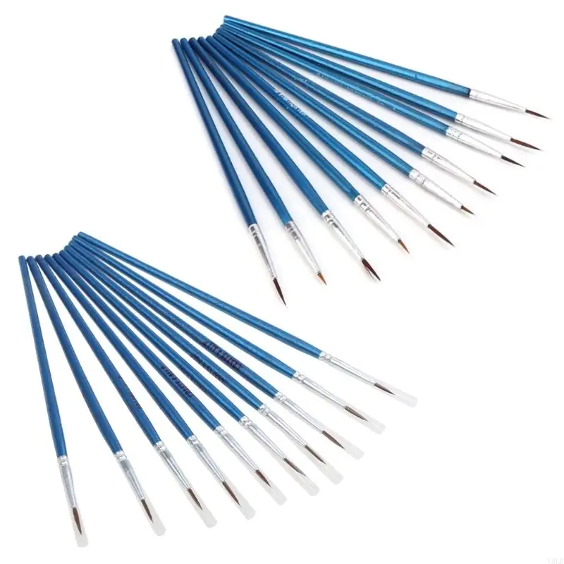 Y5LB 10Pcs Nylon Hair Artist Paint Brush Acrylic Watercolor Round Fine Hand Point Tip