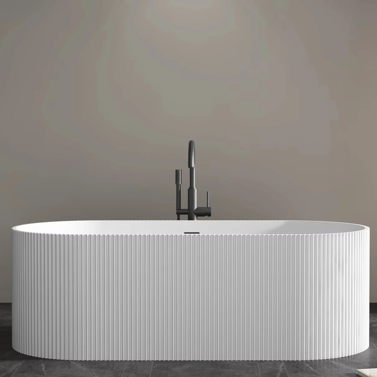 

Роскошная отдельно стоящая каменная ванна, твердая поверхность, каменная смола, матовая белая популярная каменная ванна