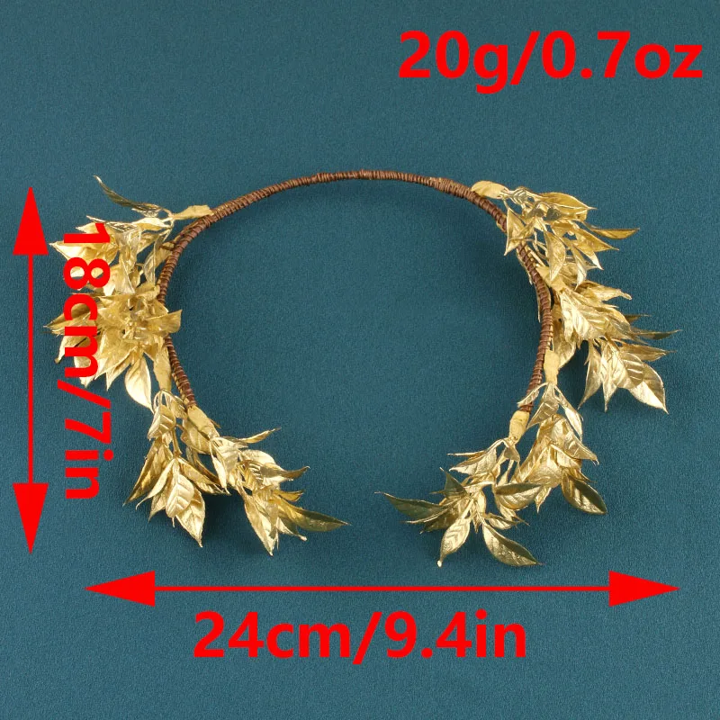 Greek Goddess Gold Leaf Laurel Wreath Headband Bridal Wedding Hair Circlet Roman Cosplay Headpiece for Women