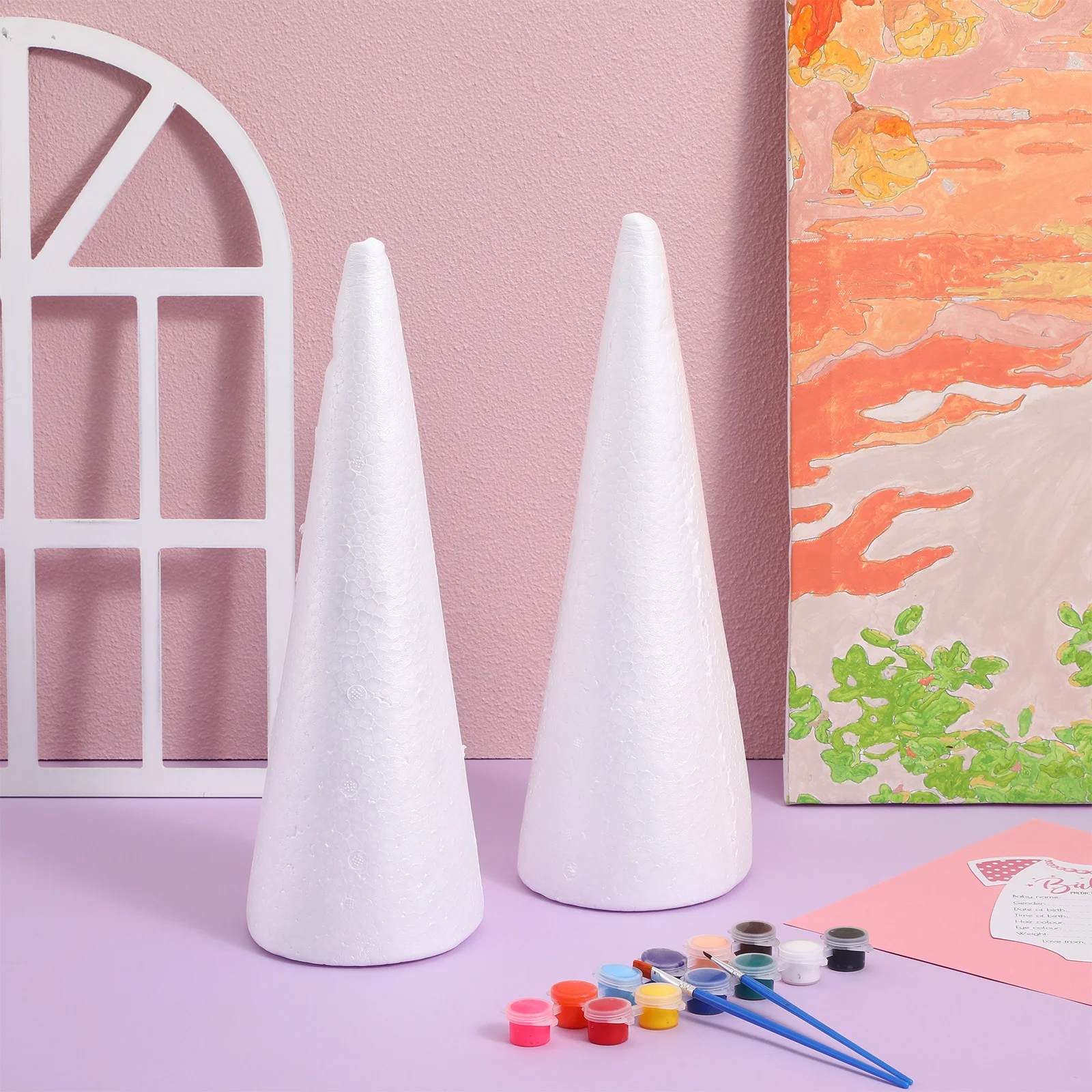 2pcs Handmade White Solid Cone Children DIY Craft Cone Accessories Home Cone for Christmas ornament diy cone