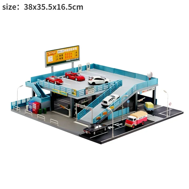 Miniature double decker car park Miniature Diorama Model Japanese Style Model Car Scene Double Garage Parking Toy Gift