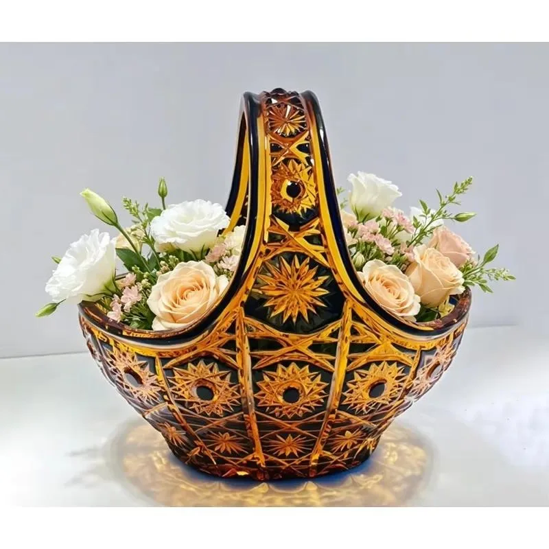 High transparency 24% PBO crystal fruit basket, wedding gift decorative glass storage basket
