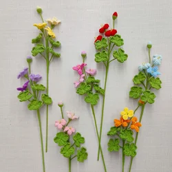 Finished Handmade Woven Bouquet Home Decoration Crocheted Artificial Flower Clover Clover Wool Knitted Gift