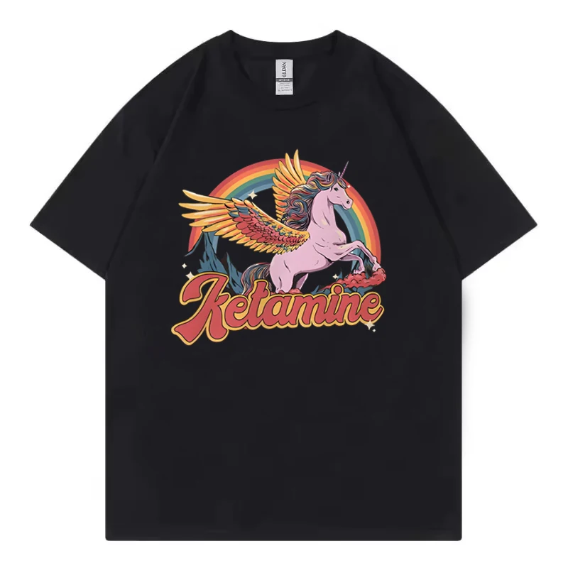 Funny Rainbow Horse T Shirt Casual Cotton Short Sleeve Humor T-Shirt Male Tshirt Crew Neck Summer Harajuku Graphic T Shirts Top
