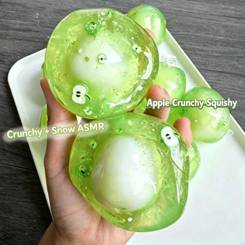 Green Apple Sea Salt Ocean Crunchy Squeeze Ball Stress Relief Fidget Toy ASMR Snow Crunch Sensory Adults Anxiety Calming Gift