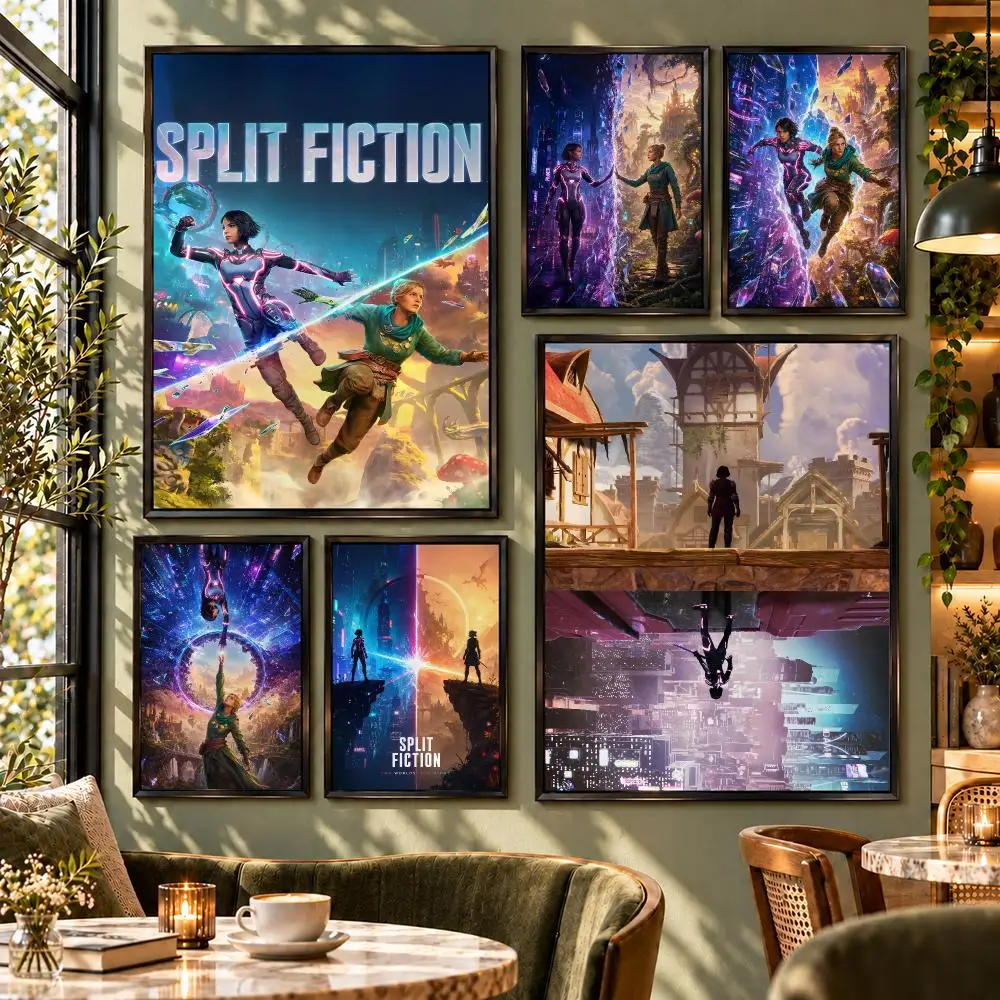Game Coop Adventure Split Fiction Poster HD Self Adhesive Wall Decor for Bedroom Dorm Room Office Gaming Room Gift