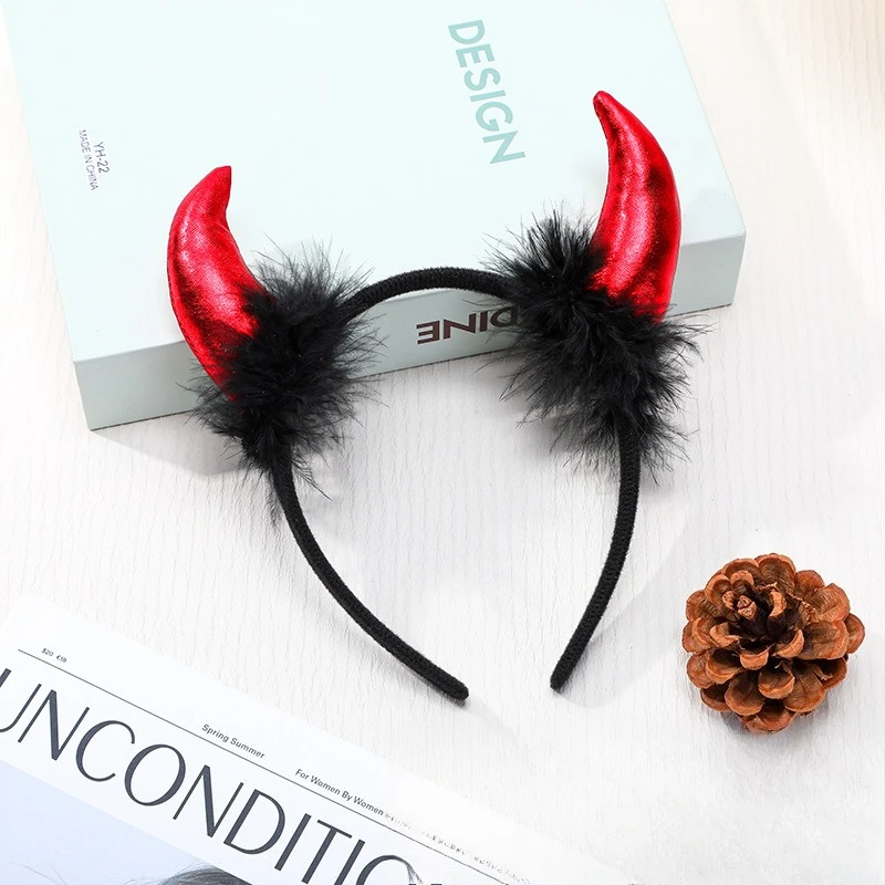 Dämon Stirnband Halloween Kinder Urlaub Party Kalb Horn Stirnband Tanz Cosplay Dress Up Requisiten Kopfbedeckung – Detail 4
