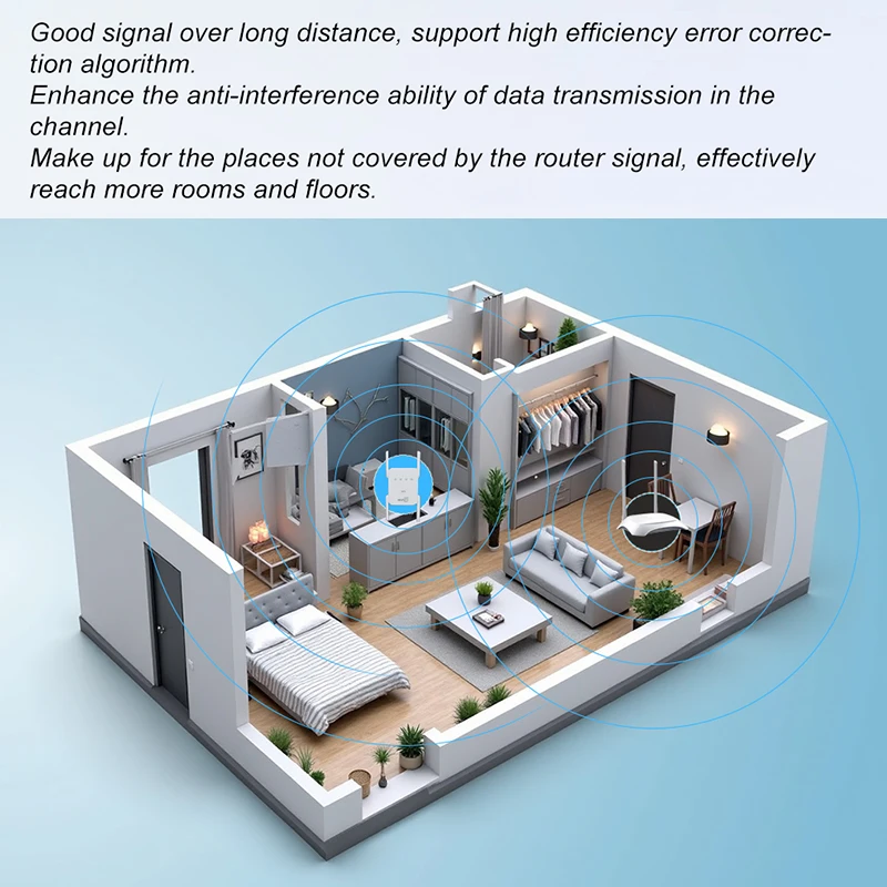 Penguat Repeater Wi-Fi 6 WPS3, penguat jaringan nirkabel 1200Mbps 802.11N sinyal jarak jauh