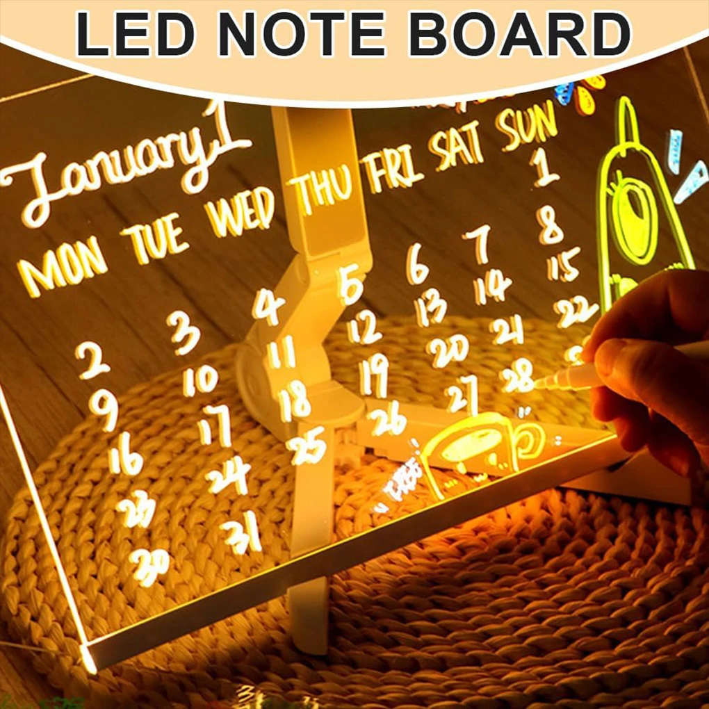 New Acrylic LED Luminous Draw Board Toy For Kids Anti Scratch Adjustable Erasable Letter Message Board Christmas Gift