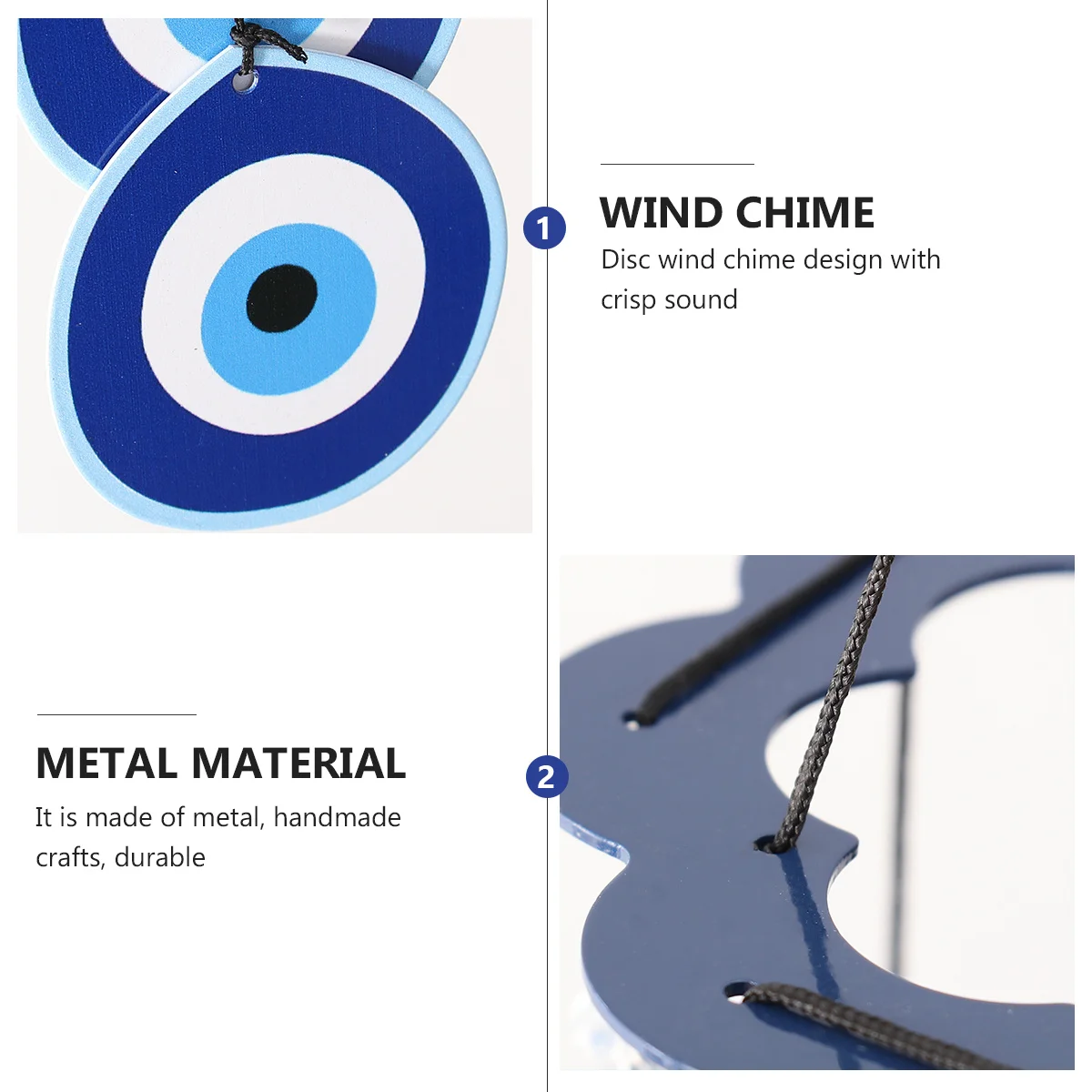 

1Pcs Blue Iron Art Metal Wind Bell Door Hanging Wind Chime Pendant Sound Decoration for Living Room Garden Cafe Office