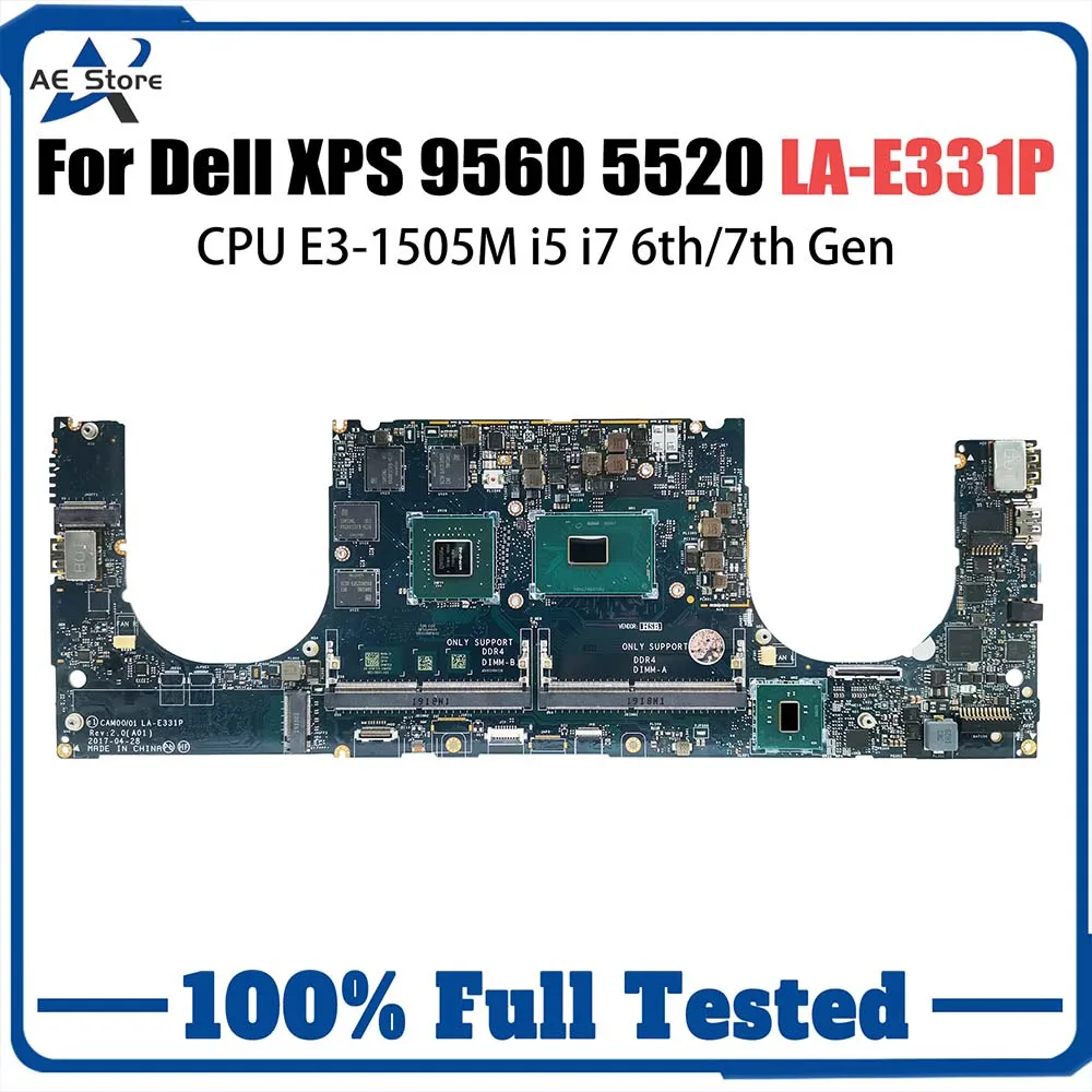 

LA-E331P Mainboard For Dell 5520 9560 Notebook 0YH90J 0GDXD5 0HW7C4 0V90XP 03YC22 Laptop Motherboard E3-1505M i5 i7 6/7th