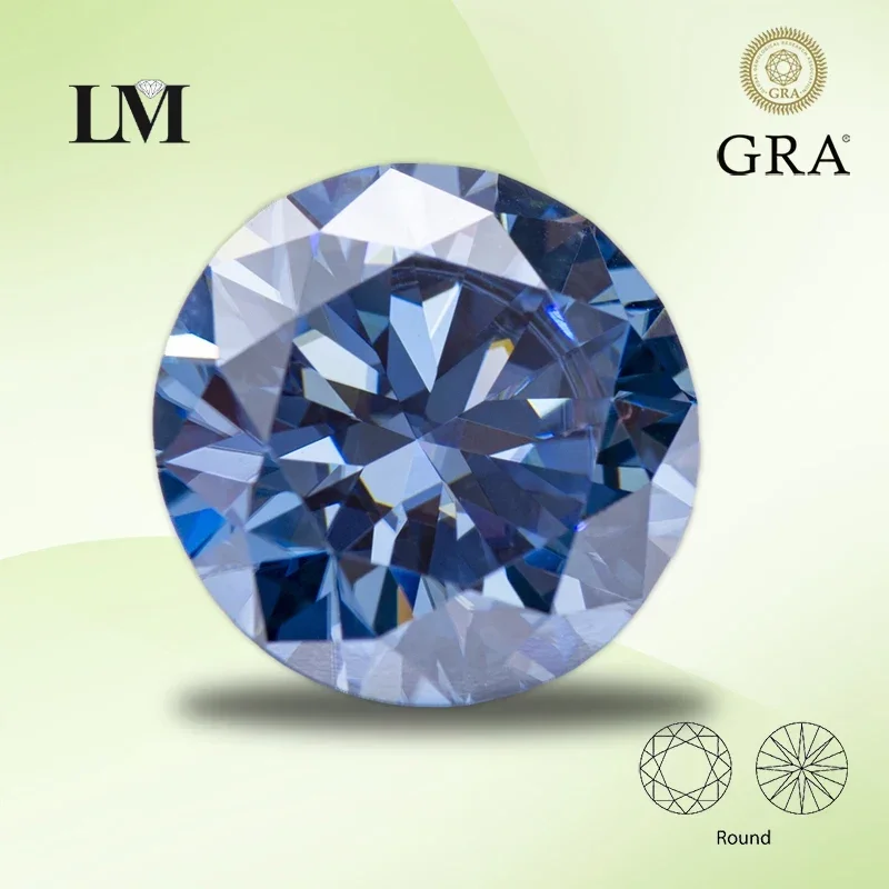 

Moissanite Stones Royal Blue Colour Round Cut VVS1 Gemstone Charms Beads Advanced Jewelry Making Materials With GRA Certificate