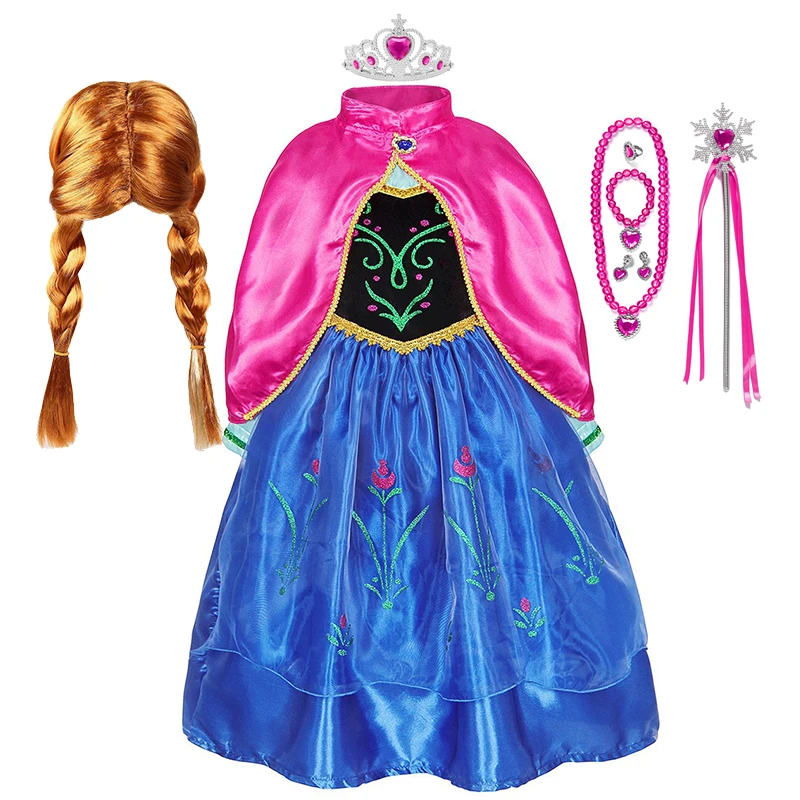Elsa Dress for Girls Elsa Costume Snow Queen Anna Dress Cosplay Birthday Party Children Kids Carnival Girl Costume 2024