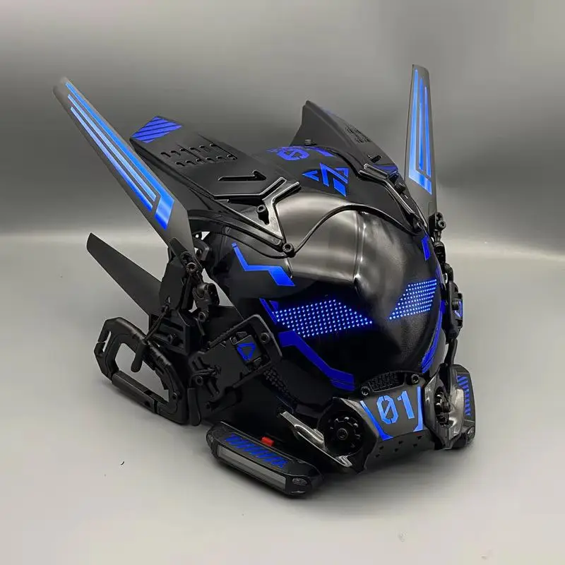 Cyber Punk Cos Masker Cosplay Mech Soldaat Met LED-licht Rollende ondertitels Schermmasker Technologie App Controle Helm Feestrekwisieten