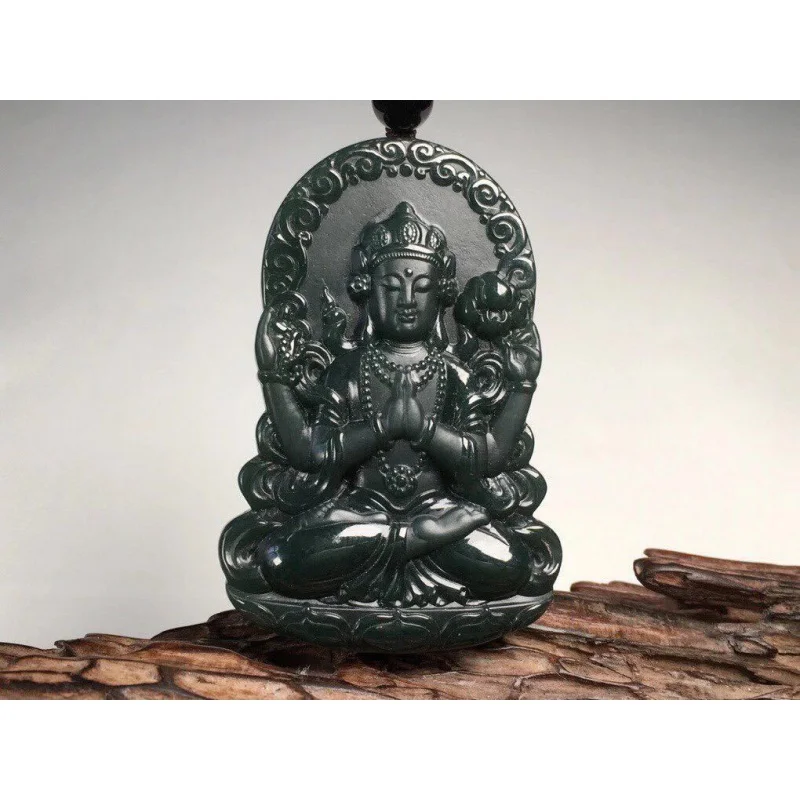 Hetian Jade Four Walls Avalokitesvara Pendant Zodiac Eight Patron Saints