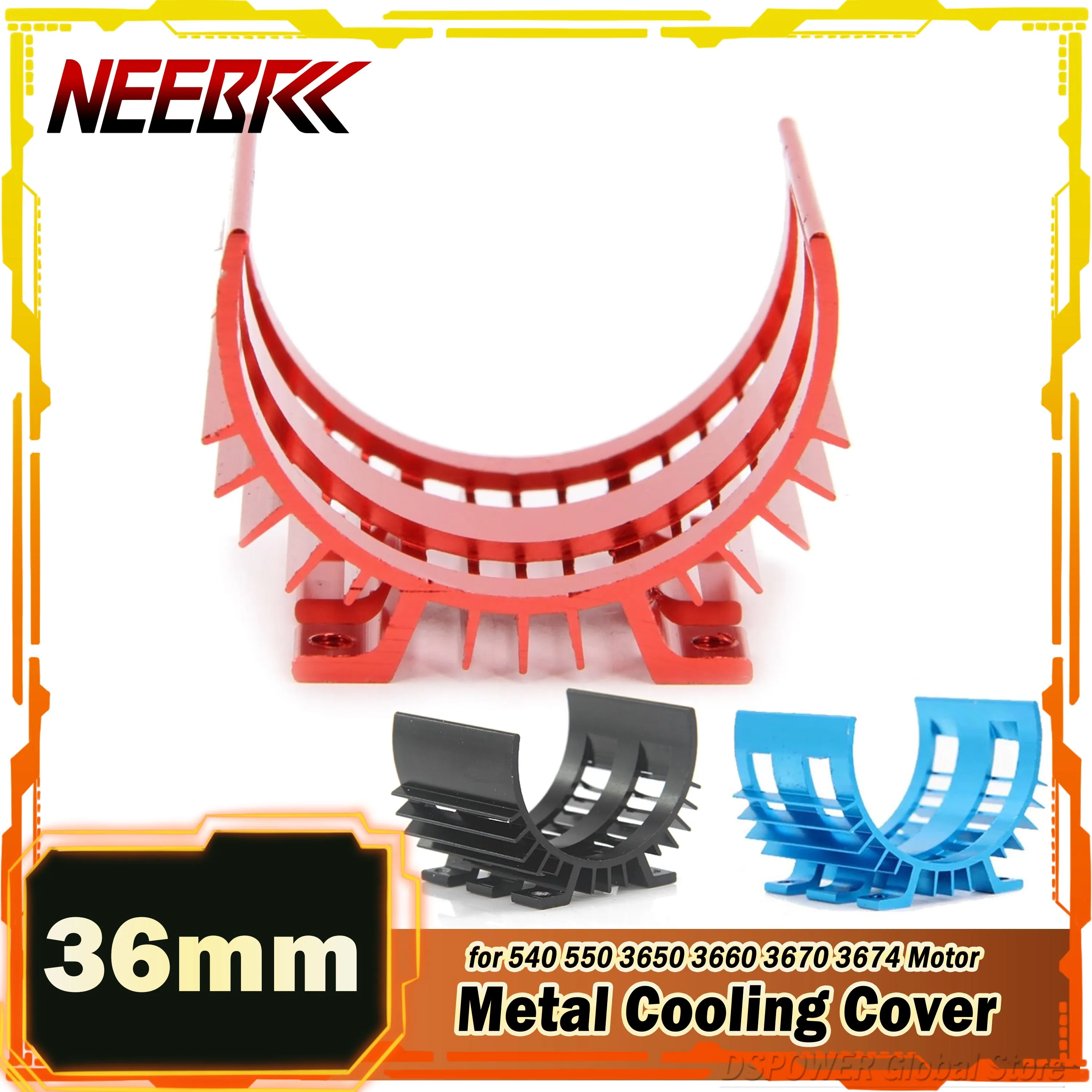 

NEEBRC 36mm Metal Heatsink Upgrade Cooling Cover for 1:10 RC Car Axial HSP Traxxas 540 550 3650 3660 3670 3674 Motor Heat Sink