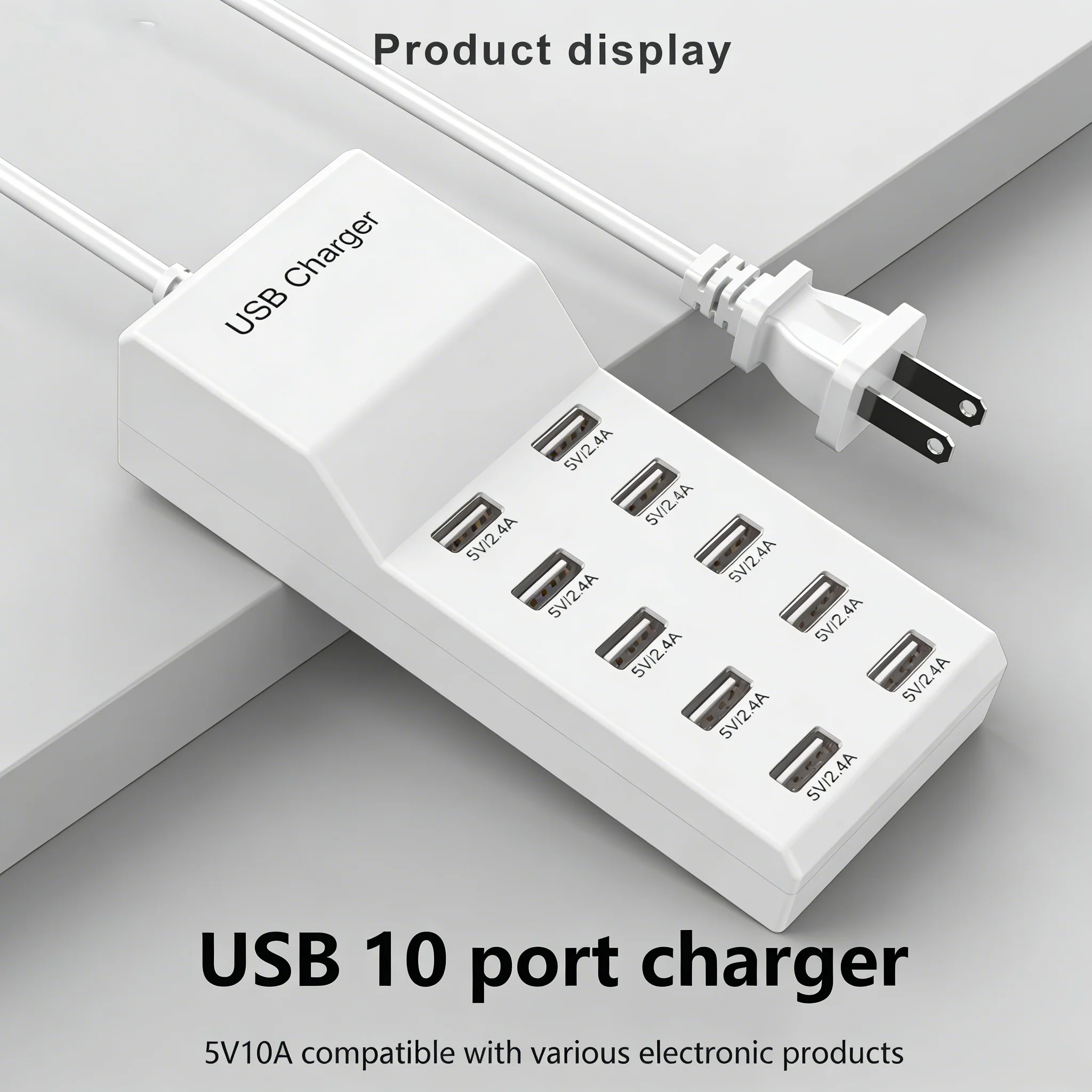 Multi-port USB Hub Fast Charger 50w Suitable Portable TypeC Power Adapter for Home Office Travel Wall Charger Power Strip Socket