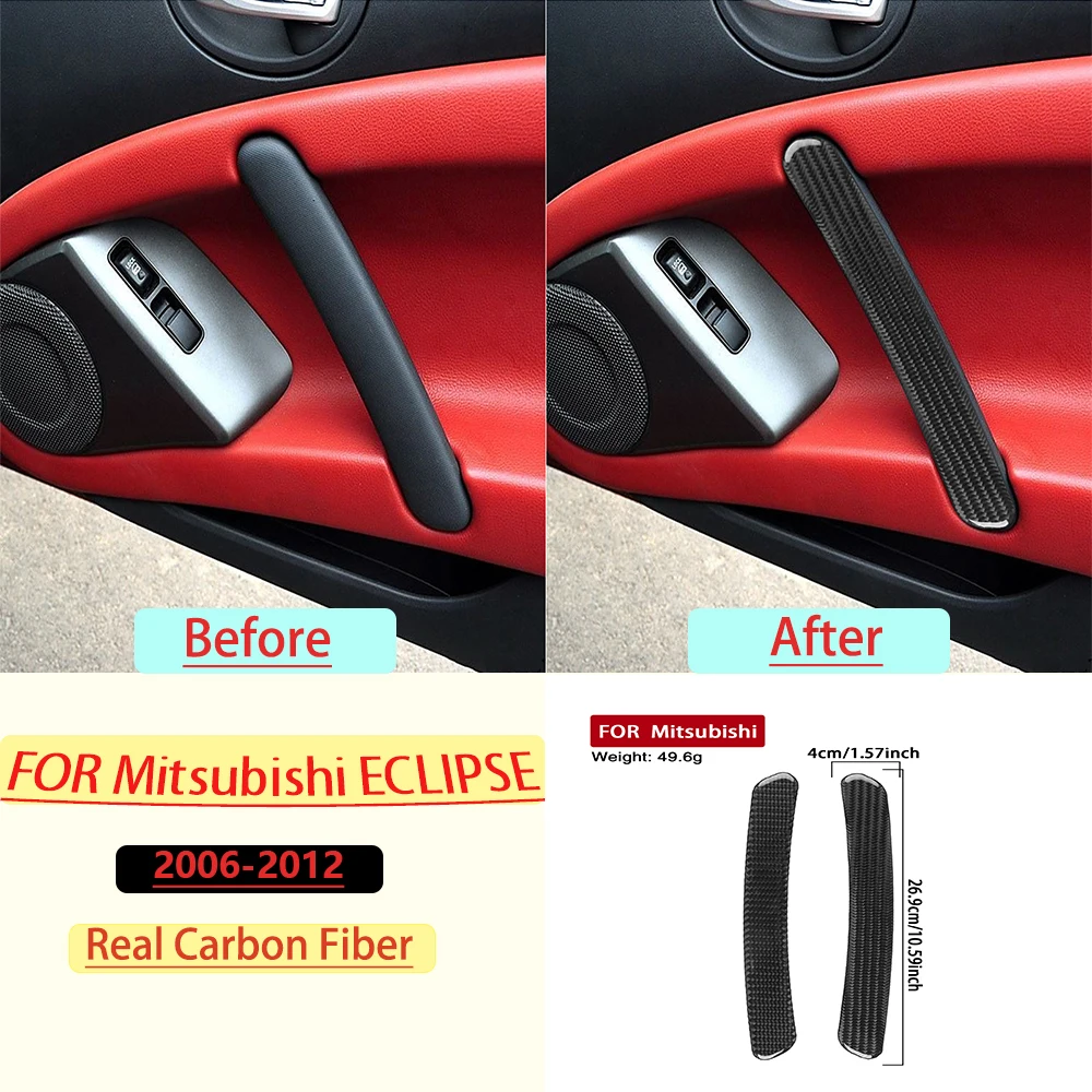 Real Soft Carbon Fiber For Mitsubishi Eclipse 2006-2012 Car Door handle Trim Customizable car Sticker Interior Accessories