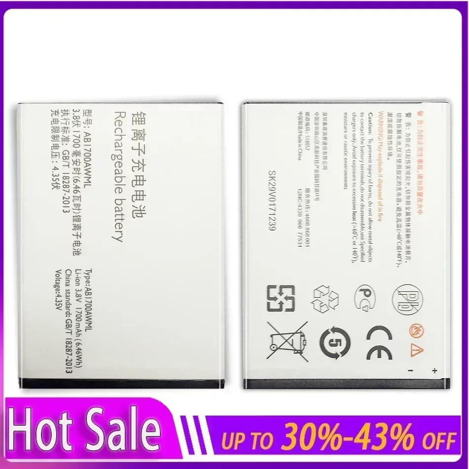 

Battery AB1700AWML for PHILIPS Xenium S388 1700mAh Li-Polymer Mobile Phone Batteries Warranty + Track Code