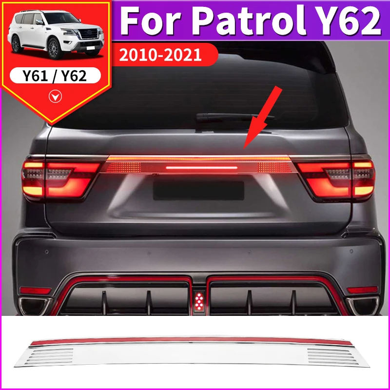 For Nissan Patrol Y62 Tailgate Stop Lamp LED Lamp with Light Trim Trim Accessories Dedicated for Modification