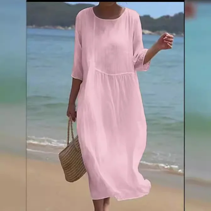 

2025 Summer European American Women's Clothing Crew Neck Long Printed Casual Fashion Women's Dress