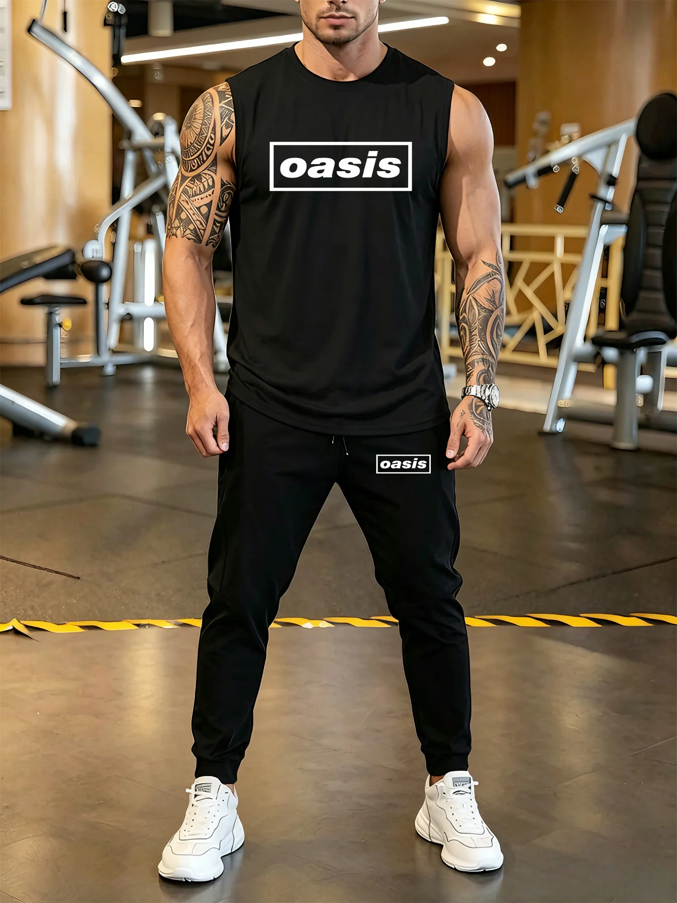 

New summer men's short-sleeved T-shirt, men's comfortable casual sports and fitness thin long pants two-piece set