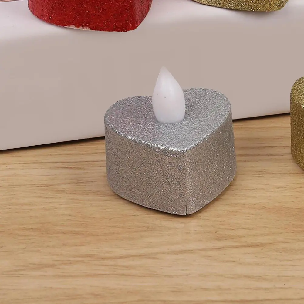 24Pcs LED Lamp Heart Shaped Flameless Light Romantic Decorative Electric Candles Compact Size for Indoor Ambience