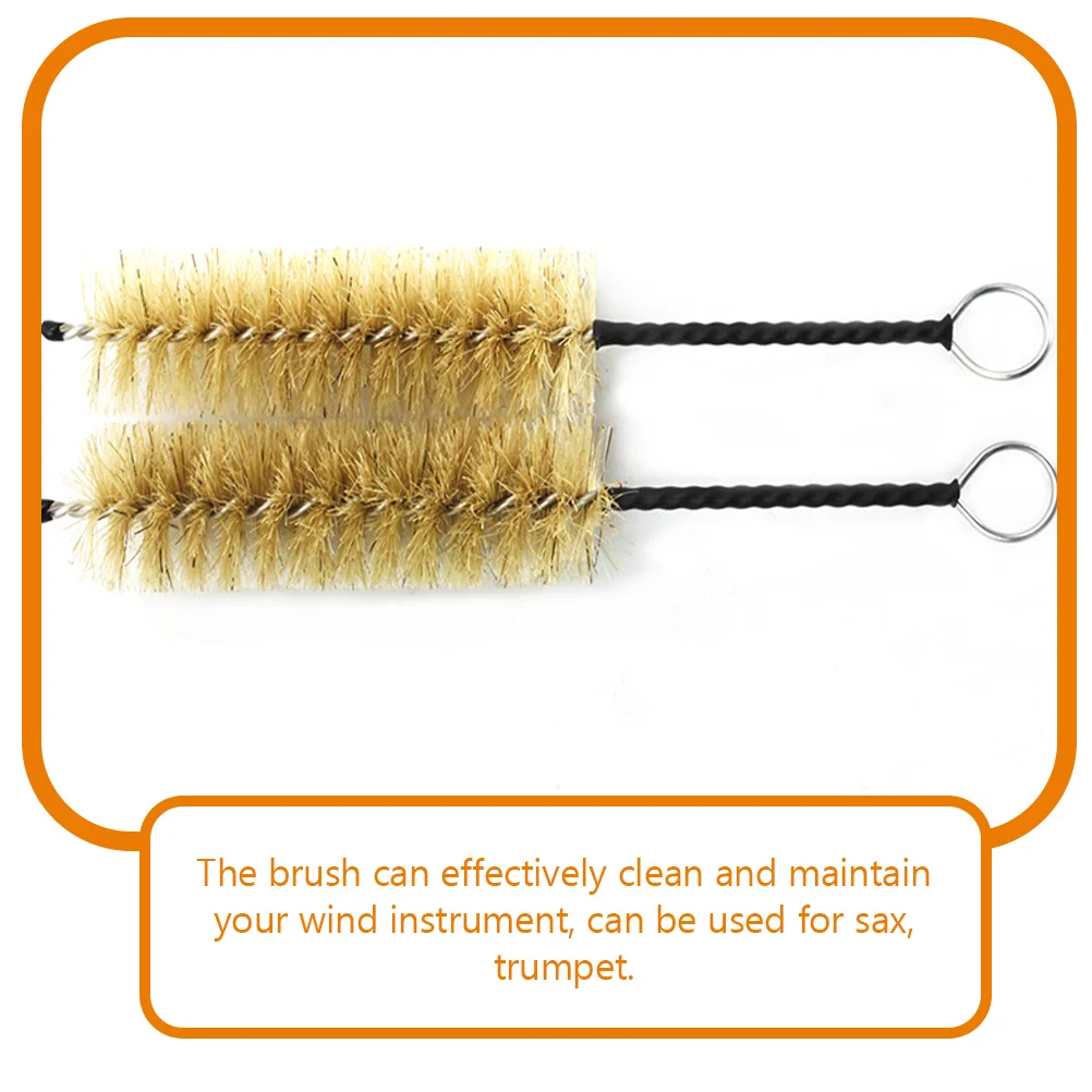 

2 pcs Piston Brush Small Cleaning Instrument for Saxophone Trumpet Wind Accessories Durable Portable Lightweight With Hole