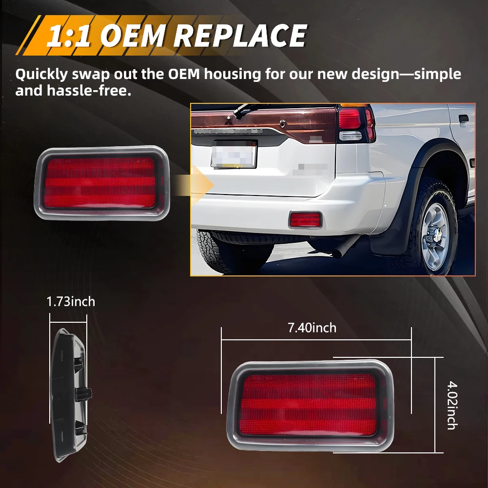 2PCS Rear Bumper Reflector Light Housings For 1999 2000 2001 2002 2003 2004 Mitsubishi Montero Sport No Bulb/Socket  Included view 3