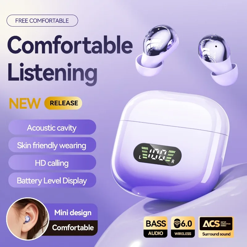 TWS High Sound Quality Mini Sleep Wireless Earphone Long Battery Life Bluetooth Headphone Noise Reduction Girl Work Sport Earbud