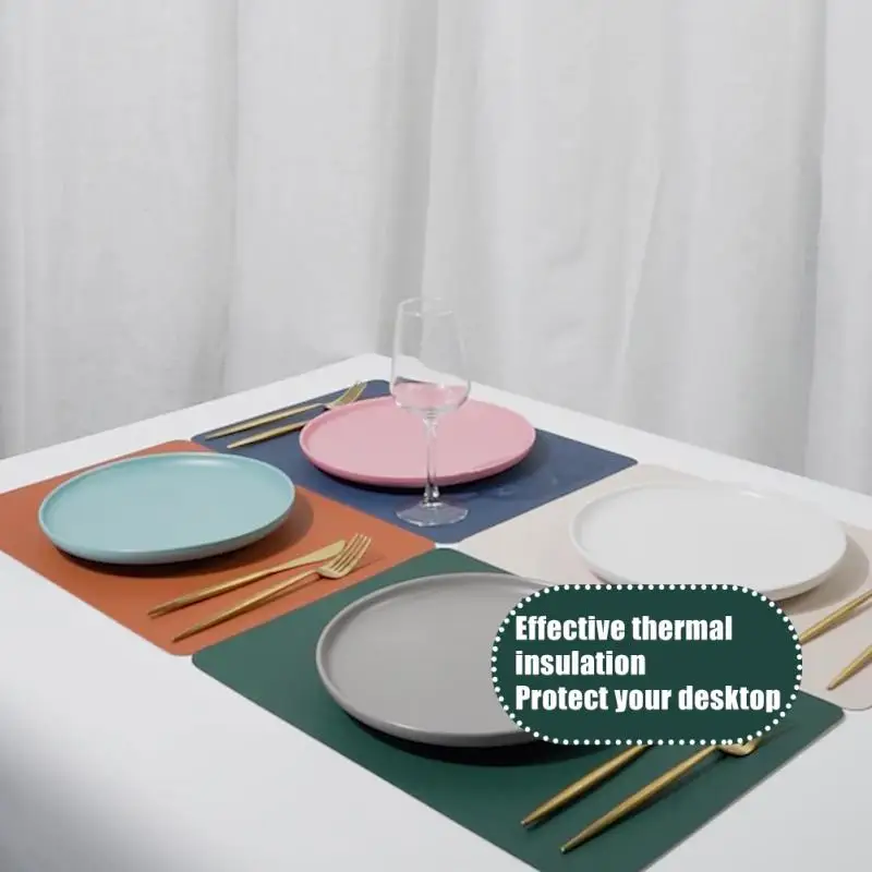 Insulated Mat Multicolor Optional Western Food Rectangular Hotel Home Household Tools Eat Mat Leather Restaurant Double