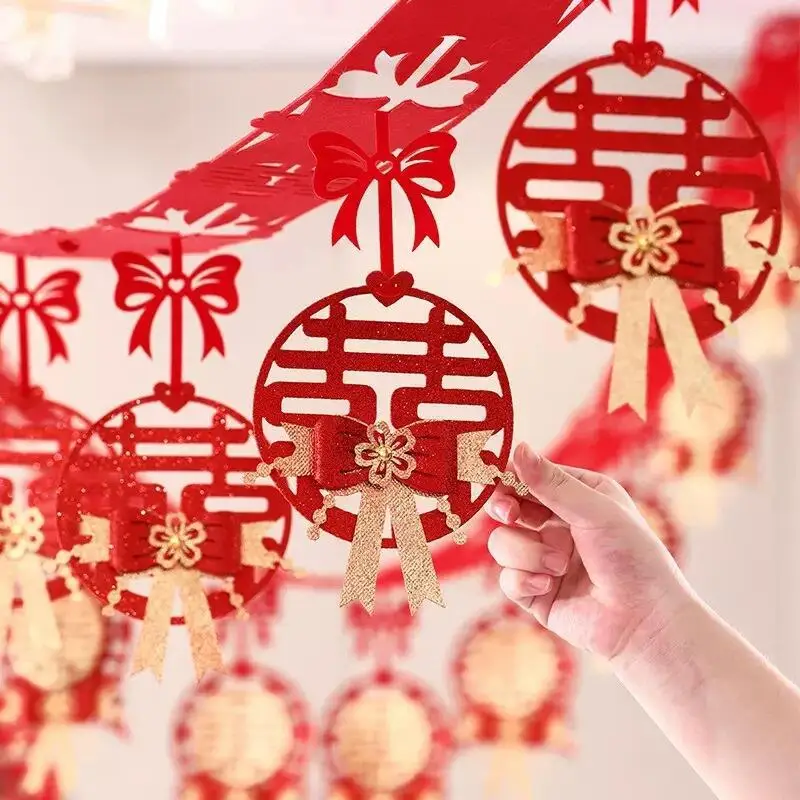 2.7meter Wedding room decoration living room house wedding supplies wedding room decoration Happy decorative happy stickers red
