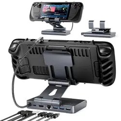 Docking Station Legion Go Dock, 6-in-1 Hub Legion Go Stand with HDMI 2.0 4K@60Hz Handheld Docking Station for Lenovo Legion Go