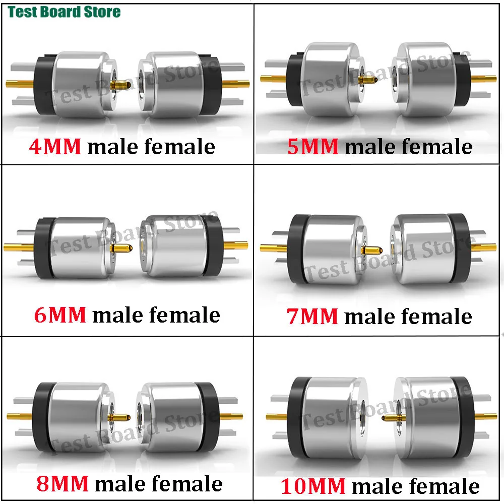 

Circualr Shape Magnetic Pogo Pin Connector 4mm 5mm 6mm 7mm 8mm 10mm Male Female Probe 2A 12V DC Power Charging Socket Connector