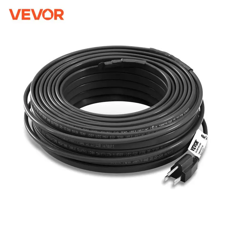 VEVOR Self-Regulating Pipe Heating Cable 80-feet Heat Tape for Pipes Roof Snow Melting De-icing Gutter Pipe Freeze Protection