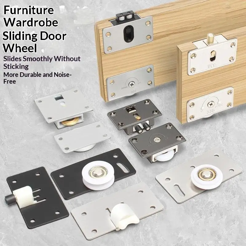 Picture 3: 1pc Sliding Wardrobe Door Pulley Wheels Upper Lower Track Rollers Hanging Rail Wheels Sliding Door Part for Cabinet Closet Door